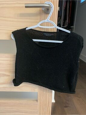 Simons Black Knit Crop Tank Top - medium